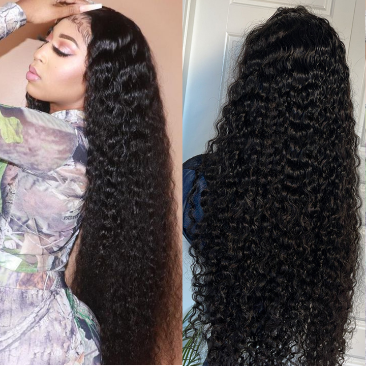 
            
                Load image into Gallery viewer, Black Curly Hair 13x4 HD Lace Front Wig 100% Virgin Human Hair Wigs Pre Plucked Hairline
            
        