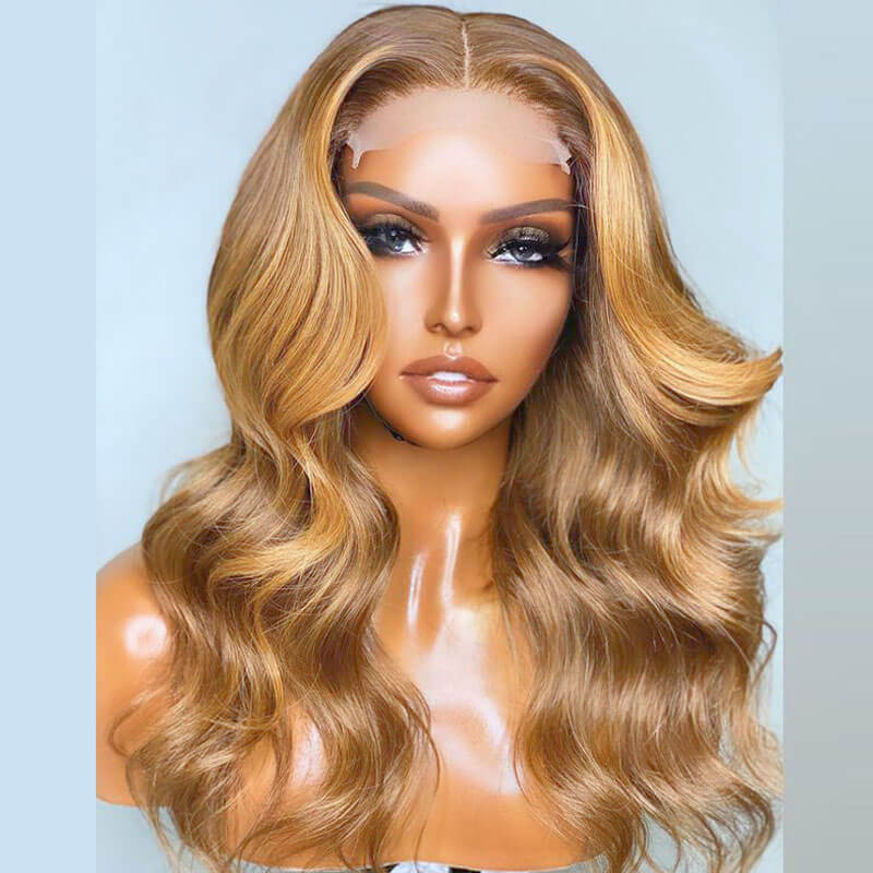 Honey Blonde Color Body Wave Glueless Lace Wig