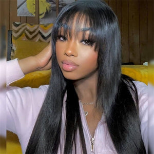 
            
                Load image into Gallery viewer, No Burden Glueless Straight Wig With Bang 100% Human Hair
            
        
