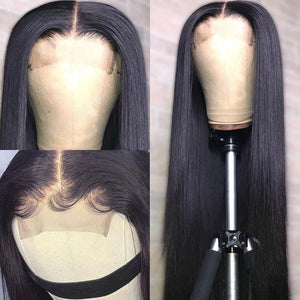 Virgin Straight Human Hair 4x4 Transparent Lace Closure Wig
