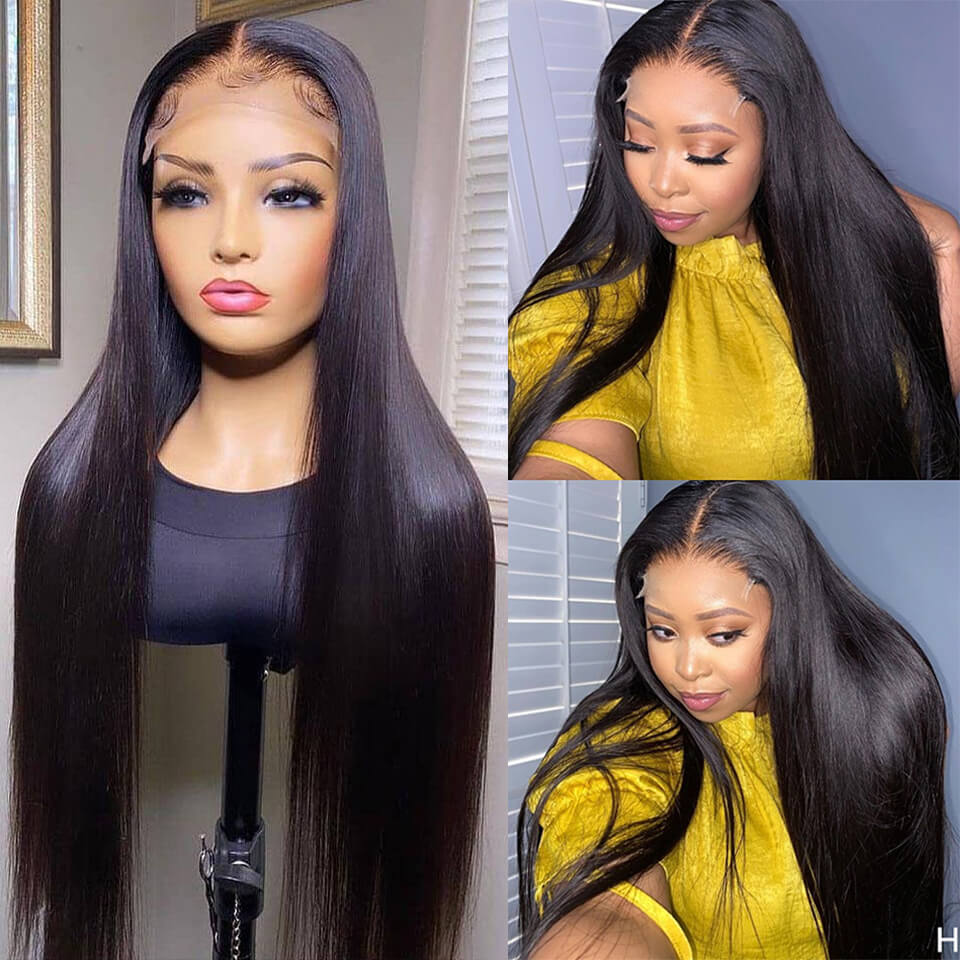 
            
                Load image into Gallery viewer, Pre Plucked Natural Black Straight Glueless HD Lace Closure Wig
            
        