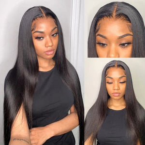 
            
                Load image into Gallery viewer, 13*4 Transparent Lace Front Wigs Bone Straight Virgin Hair Wigs 180% Density
            
        